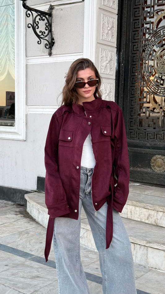 Suede Street Jacket in burgundy