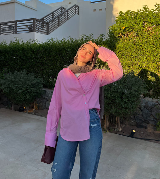 The Easy Shirt in Pink poplin