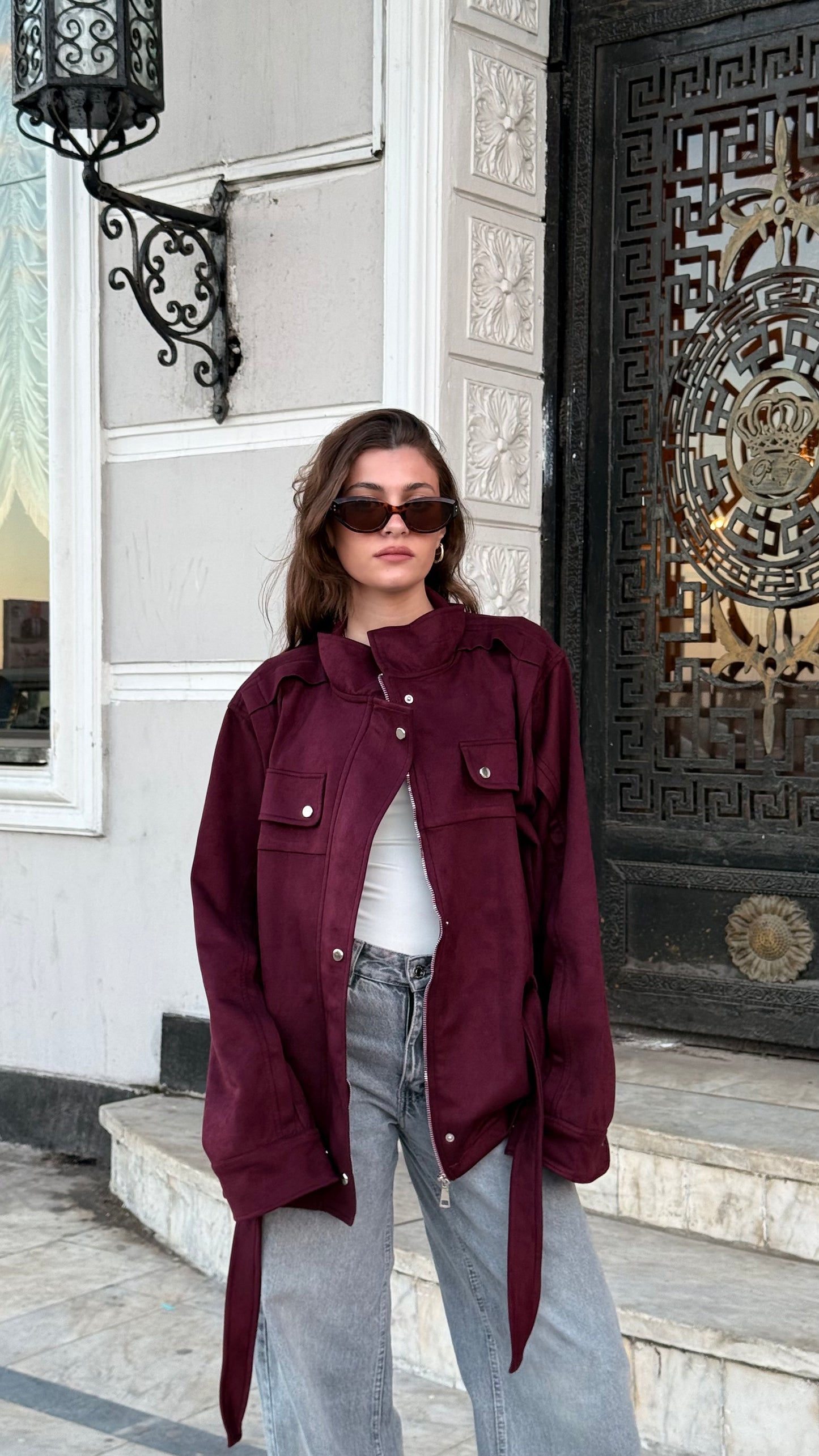 Suede Street Jacket in burgundy