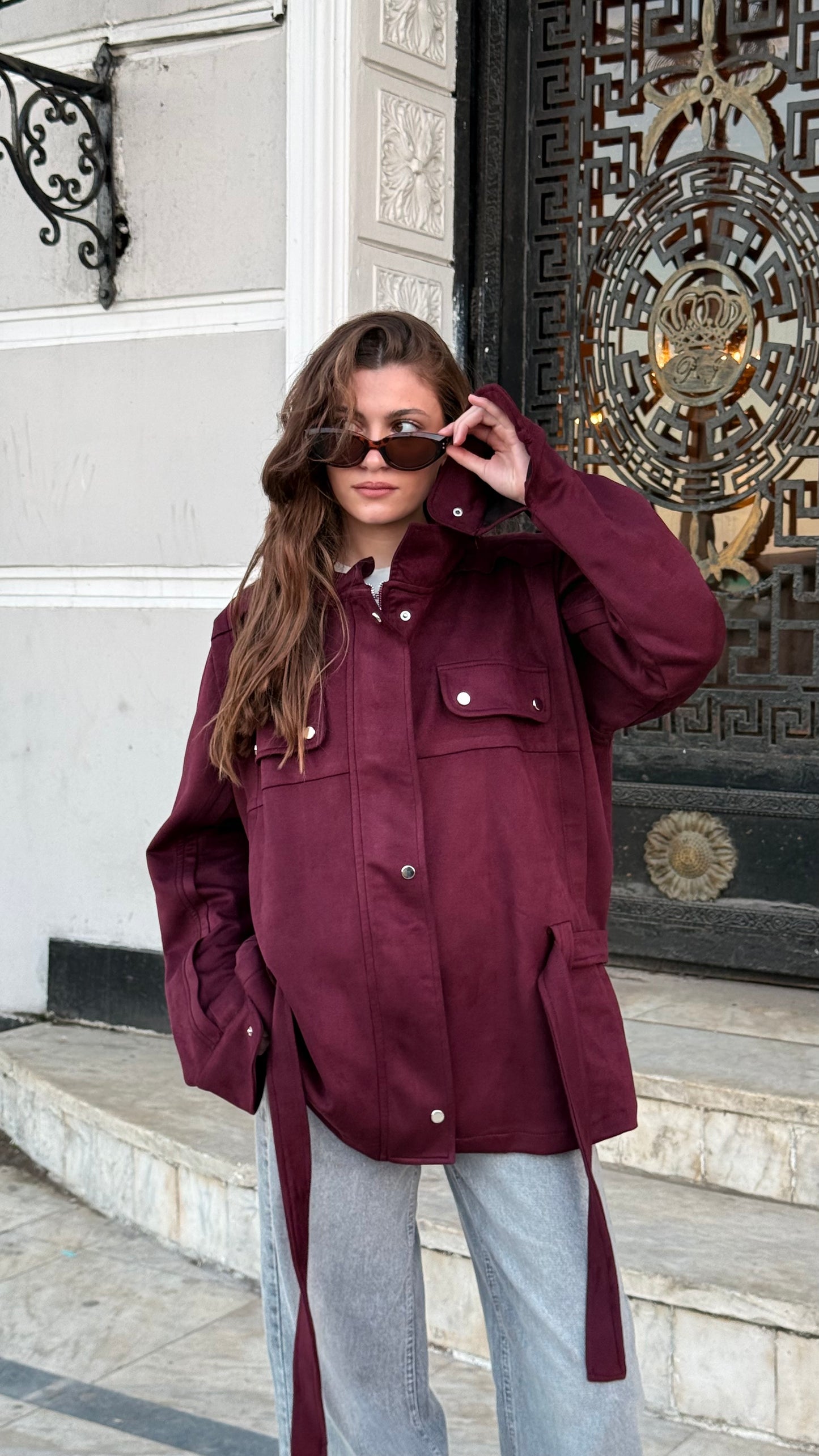 Suede Street Jacket in burgundy