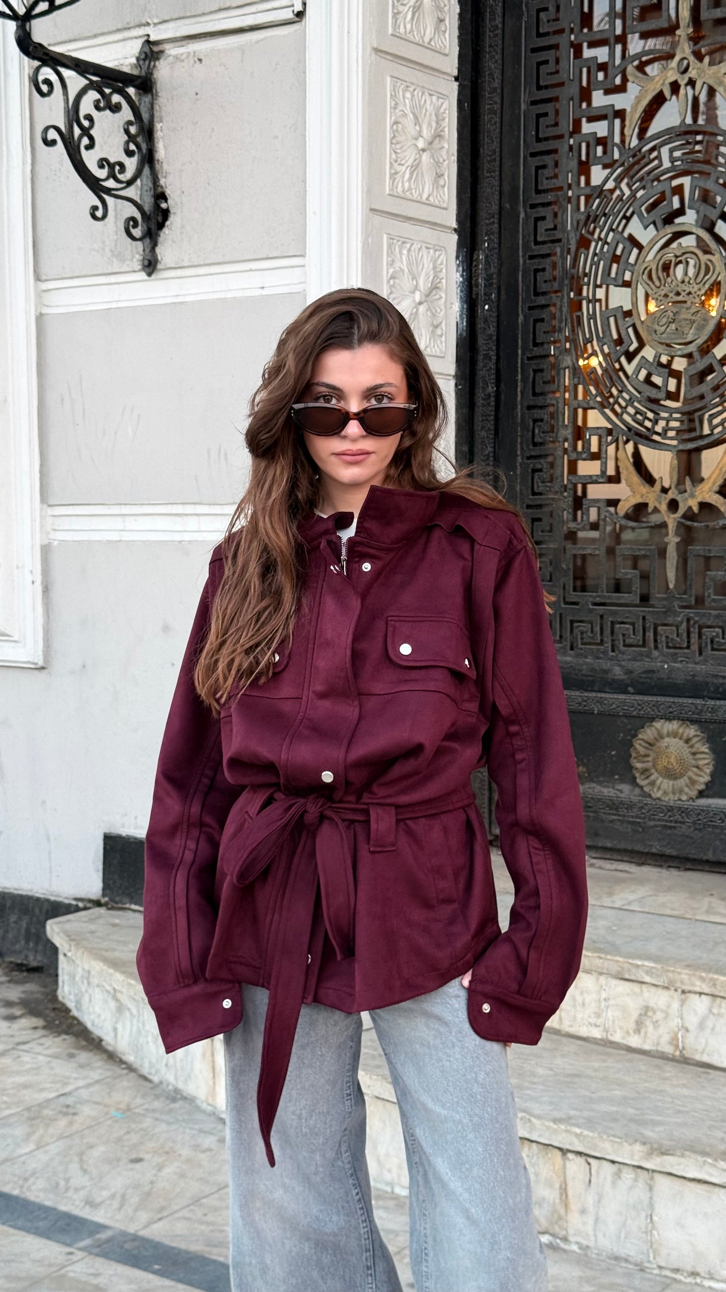 Suede Street Jacket in burgundy