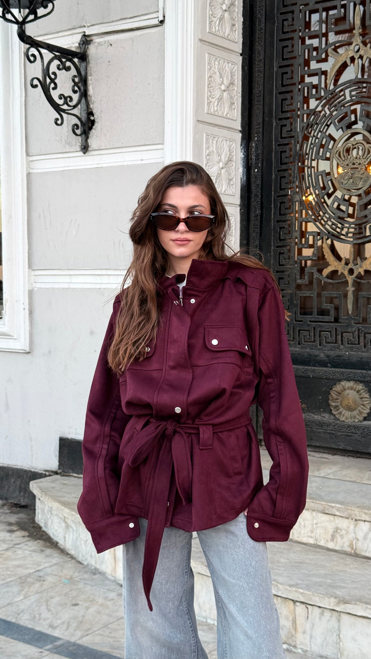 Suede Street Jacket in burgundy