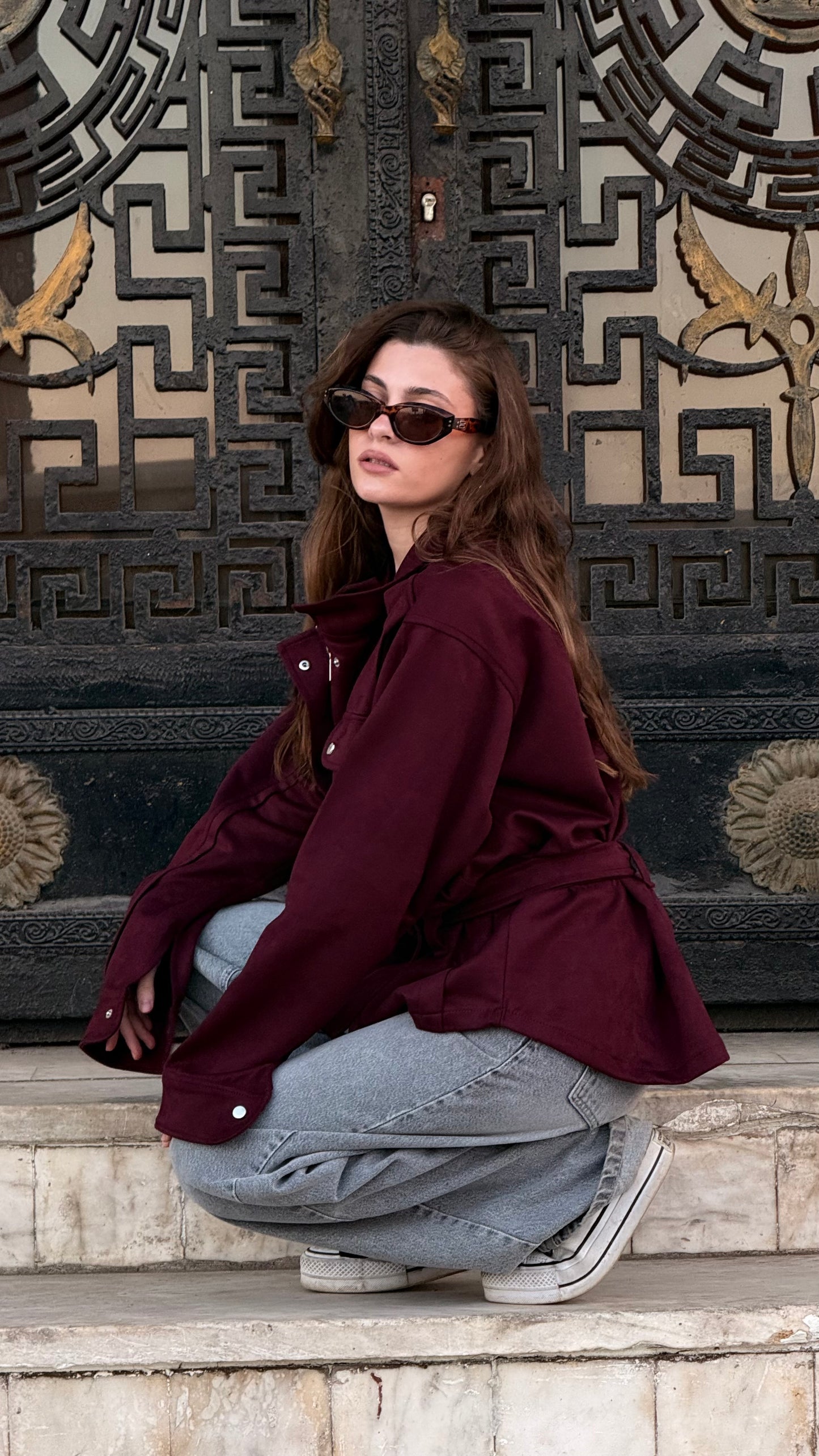 Suede Street Jacket in burgundy